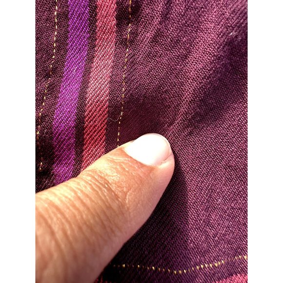 Old Navy Womens Medium Burgundy Dress Plaid Long Sleeve Tunic  Buttons Gold - Picture 10 of 10